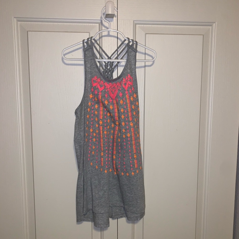Arizona Jean Co. grey & pink/orange tank top